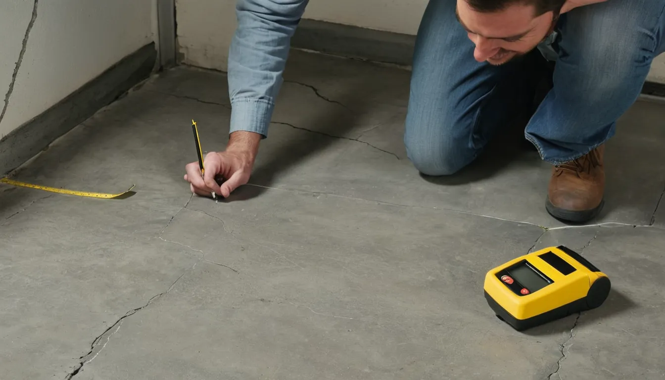 Homeowner photographing a garage floor for an estimate in Aurora