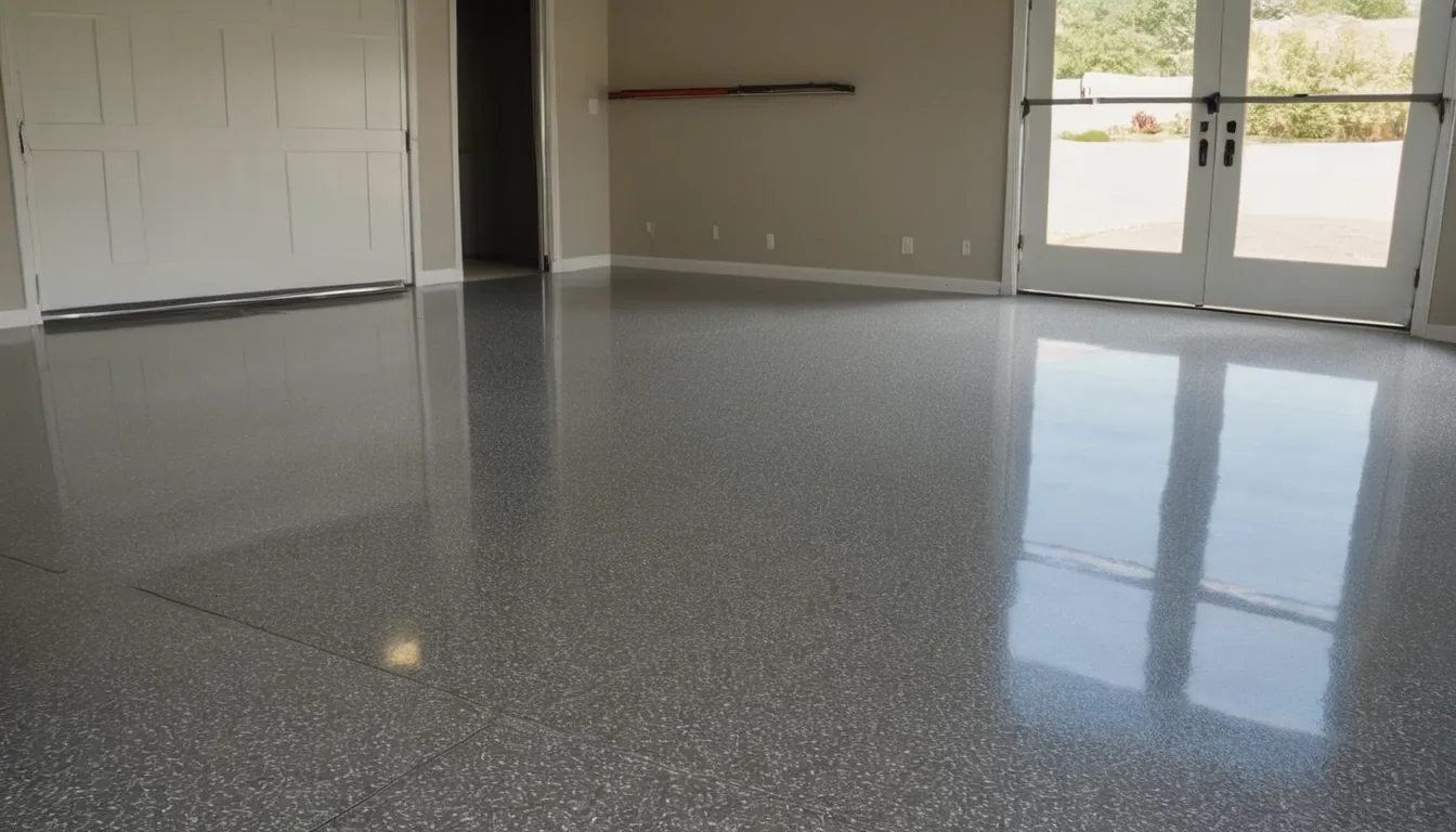 A freshly coated epoxy garage floor in a Aurora home